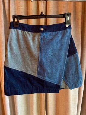 Vici Extra Small Denim Patchwork Skirt